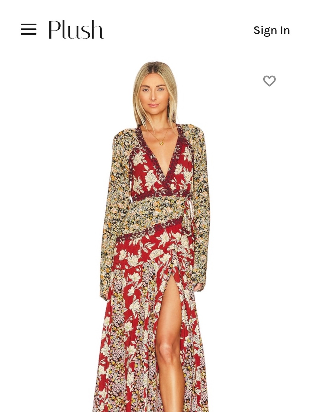 Free People Multi-Print Floral Wrap Maxi Dress in Red and Black - Picture 8 of 8